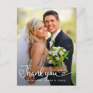 Wedding Thank You Handwritten Script Over Photo Postcard