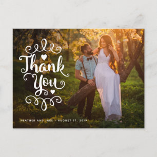 Wedding Thank You Handwritten Script Over Photo Postcard