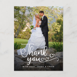 Wedding Thank You   Handwritten Script Over Photo Postcard