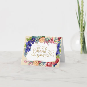 Wedding Thank You   Happiness Watercolor Floral