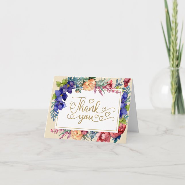 Wedding Thank You | Happiness Watercolor Floral (Front)