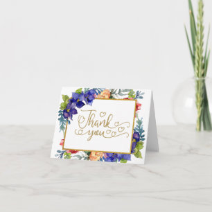 Wedding Thank You Happiness Watercolor Floral Card