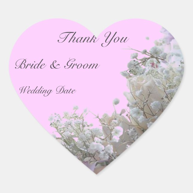Wedding Thank You Heart Sticker (Front)