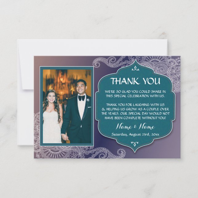 Wedding Thank You Henna Photo Arabian Wedding Save The Date (Front)