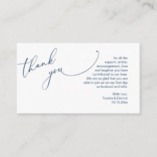 Wedding Thank you, in romantic navy blue theme Enclosure Card