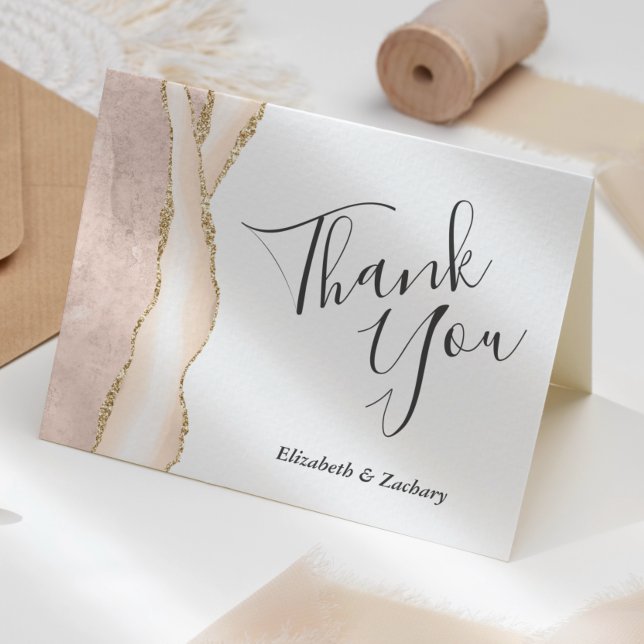 Wedding Thank You Ivory Agate Gold Glitter  Card (Creator Uploaded)