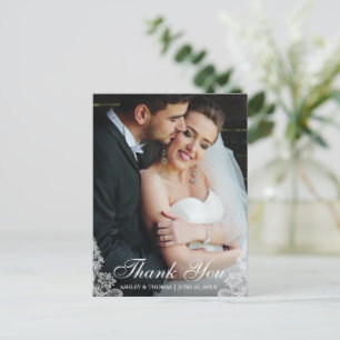 Wedding Thank You Lace Trim Photo Postcard