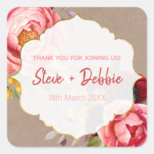 Wedding Thank You Lip Balm Square Sticker