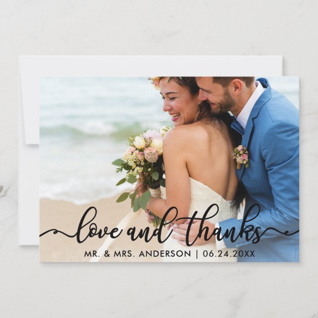 Wedding Thank You | Love and Thanks Photo Card B (Front)
