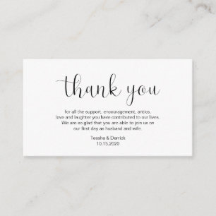 Wedding Thank you, Minimal design, Black font Enclosure Card
