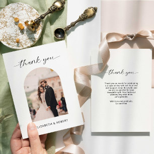 Wedding Thank you Minimal Modern Photo Arch Frame Card