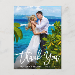 Wedding Thank You Modern Brush Script Photo Postcard