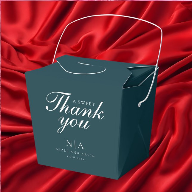 Wedding Thank You Modern Cotton Green Calligraphy Favour Box (Creator Uploaded)