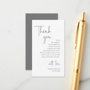 Wedding Thank you, Modern Dark Grey Script Enclosure Card