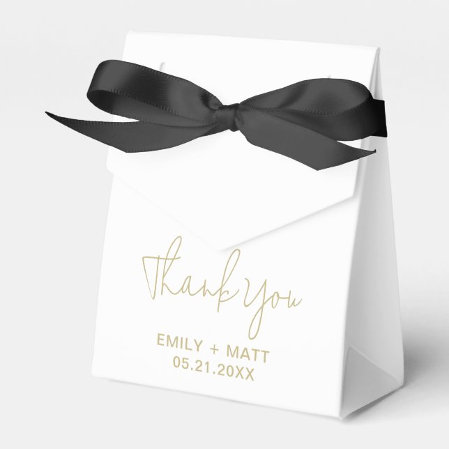 Wedding Thank You Modern Gold Script Favour Boxes (Front Side)
