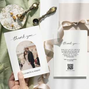 Wedding Thank you Modern Photo Arch QR Code Card