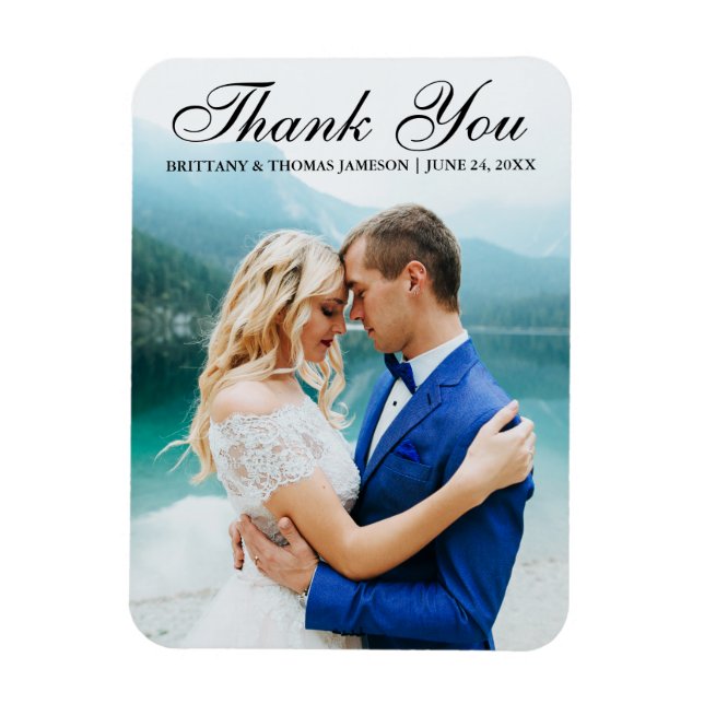 Wedding Thank You Modern Photo Magnet L (Vertical)