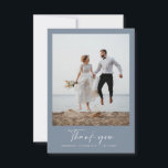 Wedding thank you modern photo minimal dusty blue invitation<br><div class="desc">Dusty blue and white modern simple contemporary script wedding thank you card. Stunning modern minimal design. Part of a suite.</div>