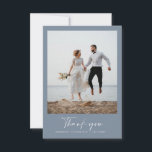 Wedding thank you modern photo minimal dusty blue invitation<br><div class="desc">Dusty blue and white modern simple contemporary script wedding thank you card. Stunning modern minimal design. Part of a suite.</div>