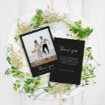 Wedding thank you modern photo minimal script invitation<br><div class="desc">Black and white modern simple contemporary script wedding thank you card. Stunning modern minimal design. Part of a suite.</div>