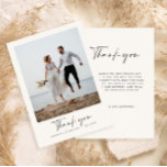 Wedding thank you modern photo minimal script invitation<br><div class="desc">Black and white modern simple contemporary script wedding thank you card. Stunning modern minimal design. Part of a suite.</div>