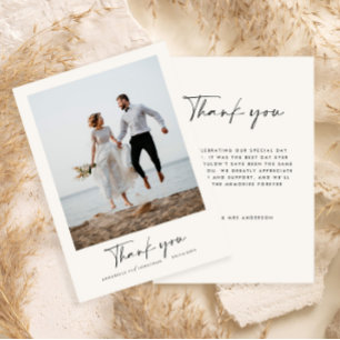 Wedding thank you modern photo minimal script invitation