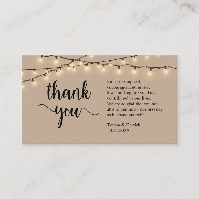 Wedding Thank you, Modern Rustic Brown Kraft Enclosure Card (Front)