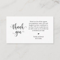 Wedding Thank you, Modern Script Enclosure Card