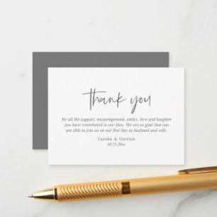 Wedding Thank you, Modern Simple Script Dark Grey Enclosure Card