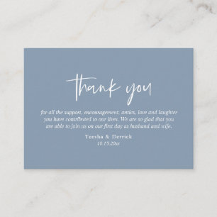 Wedding Thank you, Modern Simple Script Dusty Blue Enclosure Card