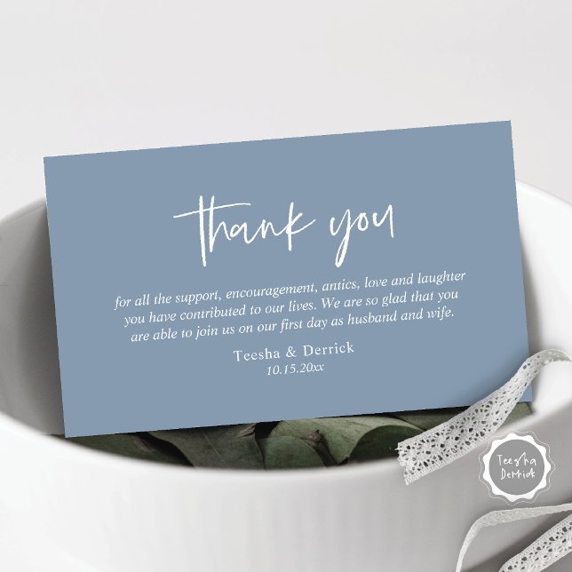 Wedding Thank you, Modern Simple Script Enclosure  Card (Wedding Thank you card, in modern casual script, dusty rose design)