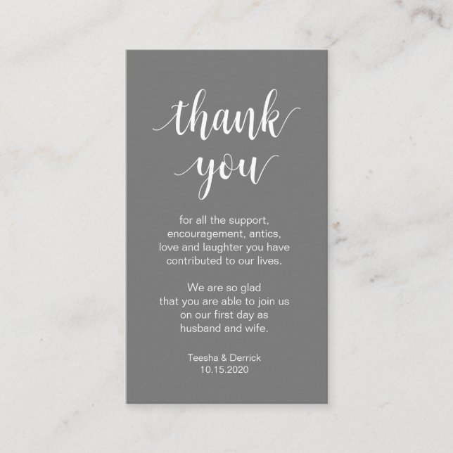Wedding Thank you, Modern Simple Script Enclosure Card (Front)