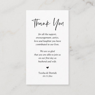 Wedding Thank you, Modern Simple Script Enclosure  Card