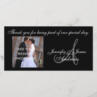Wedding Thank You Monogram A and Message Card