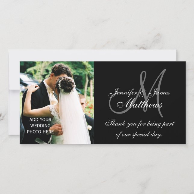Wedding Thank You Monogram and Message Card (Front)