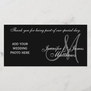Wedding Thank You Monogram and Message PhotoCard Card