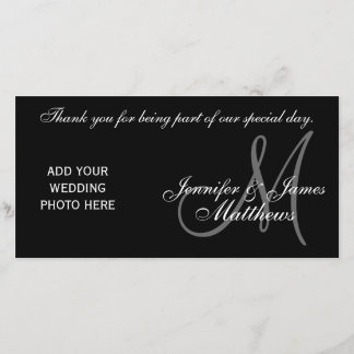 Wedding Thank You Monogram and Message PhotoCard Card