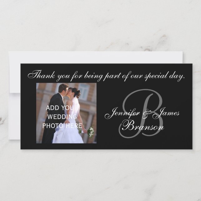 Wedding Thank You Monogram B and Message Card (Front)