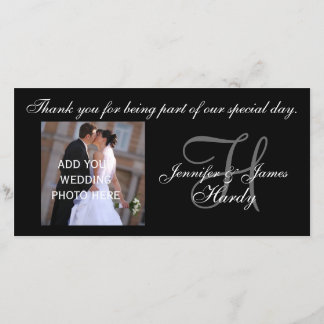 Wedding Thank You Monogram H and Message Card