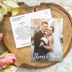 Wedding Thank You Newlywed Photo Fun Modern Casual Postcard
