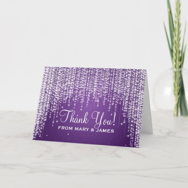 Wedding "Thank you" Night Dazzle Purple Thank You Card (Front)
