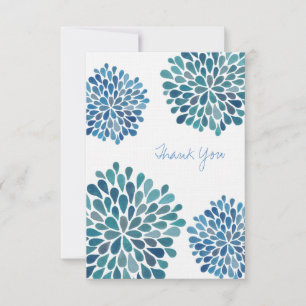 Wedding Thank You Note Blue Blooms Flower Cards