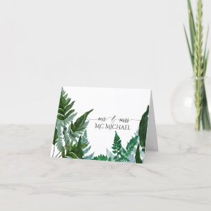 Wedding Thank You Note Botanical Fern Leaf Foliage Card