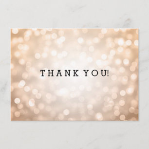 Wedding Thank You Note Copper Glitter Lights Invitation