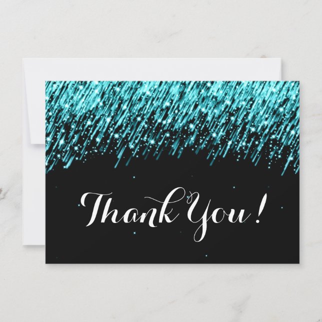 Wedding Thank You Note Falling Stars Turquoise (Front)