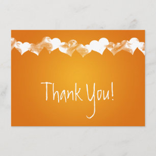 Wedding Thank You Note Grunge Hearts Orange Invitation