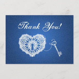 Wedding Thank You Note Key To My Heart Blue