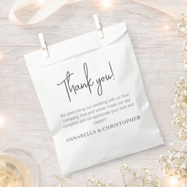 Wedding Thank you Note Minimalist Stylish Favour Bags (Clipped)