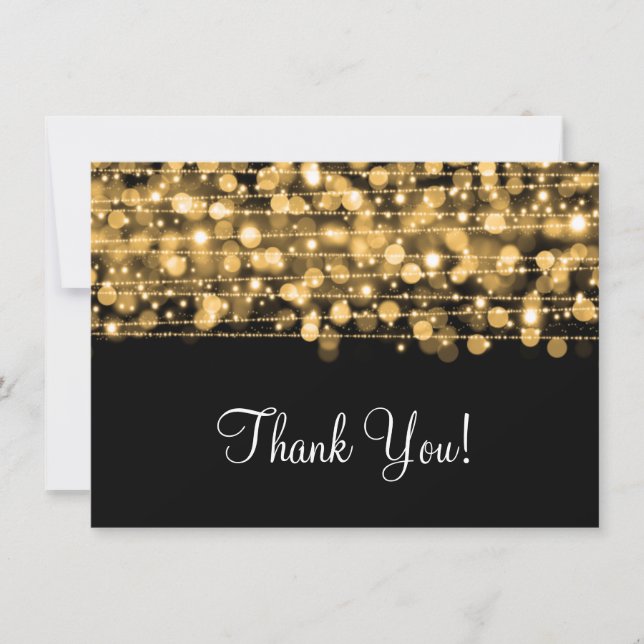 Wedding Thank You Note Party Sparkles Gold (Front)