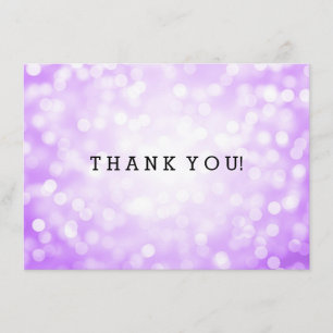 Wedding Thank You Note Purple Glitter Lights Card